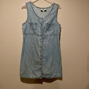 GAP‎ Denim Dress Size 12 Light Wash Sleeveless Button Front Casual